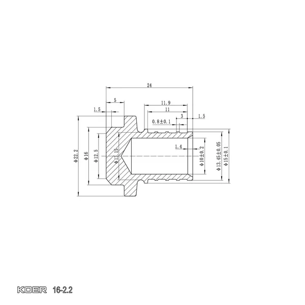 Заглушка Koer KA.P16 - 16(2.2mm) (KR4897)