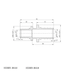 Муфта з'єднувальна перехідна Koer KA.С20-25 - 20(2.8mm) x 25(3.5mm) (KR4860)