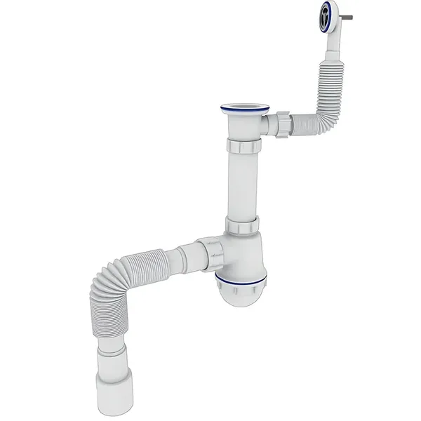Сифон для кухні Zerix SK-04-В 1 1/2"x40 з різьбовим випуском та круглим переливом (ZX5085)