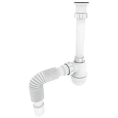 Сифон для раковини Zerix SU-03-А з ревізією (Колір білий) 1 1/4'' (ZX5083)