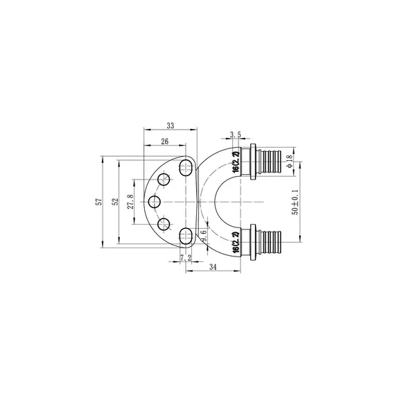 Кутник настін з наскрізн.проход.та ВР Koer KA.LW16-06F-16- 16(2.2mm) x 1/2"F x 16(2.2mm) (KR4882)