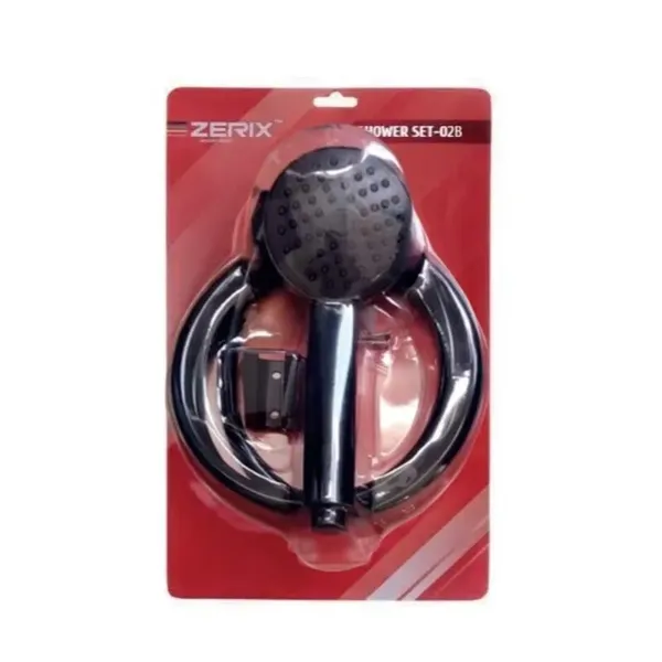 Душовий набір Shower Zerix SET-02B (шланг, лійка, кронштейн) колір чорний (ZX4923)