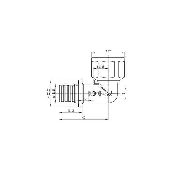 Кутник перехідний з ВР Koer KA.L06F-16 - 16(2.2mm) x 1/2"F (KR4876)