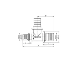 Трійник перехідний Koer KA.T25-25-16 - 25(3.5mm) x 25(3.5mm) x 16(2.2mm) (KR4893)