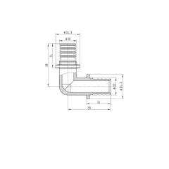 Кутник рівнопрохідний 90 Koer KA.L25 - 25(3.5mm) x 25(3.5mm) (KR4873)