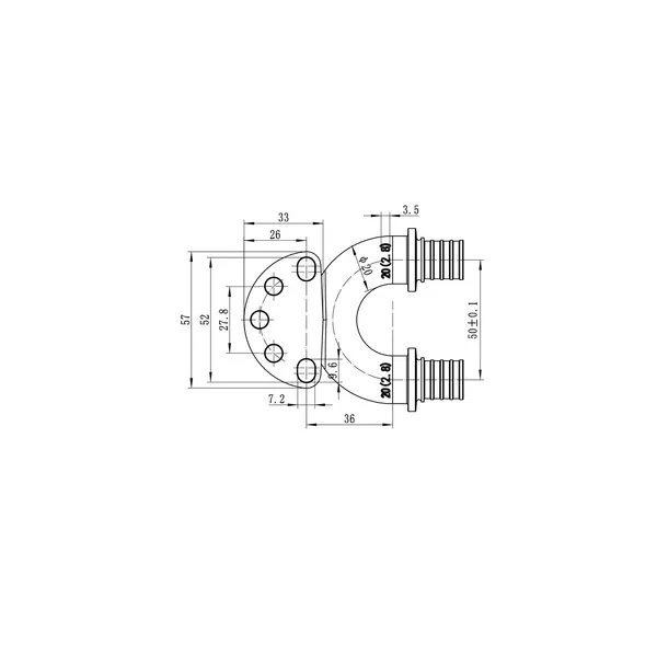 Кутник настін. з наскрізн.проход.та ВР Koer KA.LW20-06F-20 - 20(2.8mm) x 1/2"F x 20(2.8mm) (KR4883)