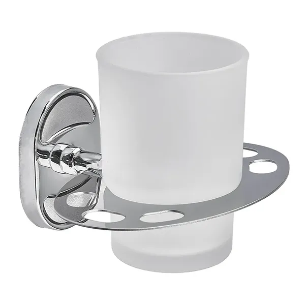 Склянка одинарна (скло) з тримачем зубних щіток Zerix AFB-0106-1 (ZX5057)