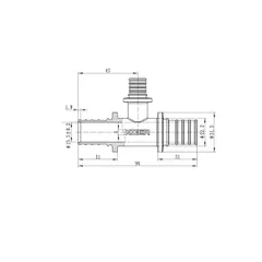 Трійник перехідний Koer KA.T25-16-25 - 25(3.5mm) x 16(2.2mm) x 25(3.5mm) (KR4890)