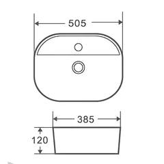 Раковина накладна Mixxus Premium ELLIPSE-0203 510х375х120mm з отвором під змішувач (MP6678)