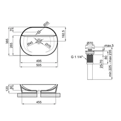 Раковина накладна Mixxus Premium ELLIPSE-0203 510х375х120mm з отвором під змішувач (MP6678)