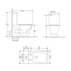 Чаша унітазу-компакту Mixxus Premium Style-0401-T3 Bowl 620х365х805 Tornado 3.0 без сидіння (MI8355)