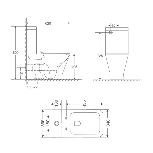 Чаша унітазу-компакту Mixxus Premium Style-0401-T3 Bowl 620х365х805 Tornado 3.0 без сидіння (MI8355)