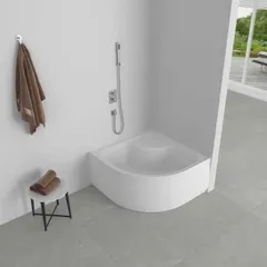 Душовий піддон високий Mixxus Strong ST01-90x90x40 з сифоном напівкруглий діаметр зливу 52 мм (MI8160)
