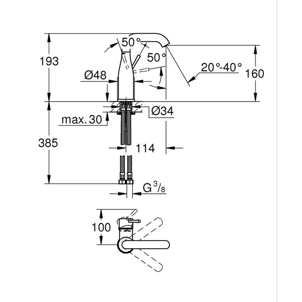 Змішувач одноважільний для раковини M-Size Grohe Essence (24176KF1)