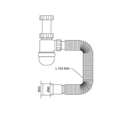 Сифон для умивальника Mixxus SU-05-A 1 1/2"x40 без випуску 40*40/50 (MI8182)