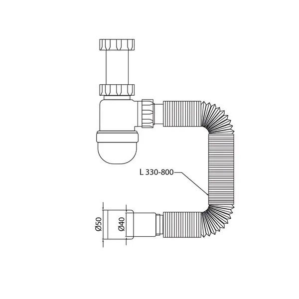 Сифон для умивальника Mixxus SU-05-A 1 1/2"x40 без випуску 40*40/50 (MI8182)