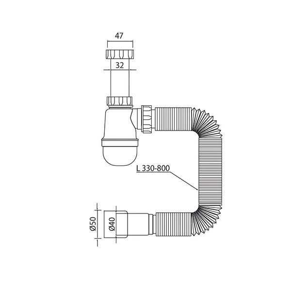Сифон для умивальника Mixxus SU-04-A 1 1/4"x32 без випуску 32*40/50 (MI8181)