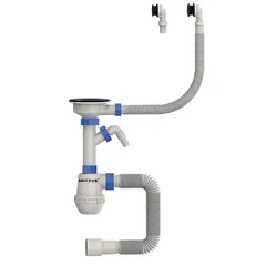 Сифон для кухні Mixxus SK-06-BL 3 1/2"x40 з пластиковою сіткою, відведенням для пральної машини, гнучким круг. переливом (MI8196)