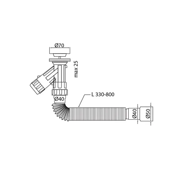 Сифон для умивальника Mixxus SU-08 1 1/4"x40 компактний 40*40/50 (MI8188)