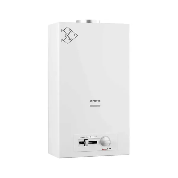 Газова колонка KOER KWH.G0410 WHITE димохідна з п'єзорозпалом 10 л/хв (колір білий) (KR5663)