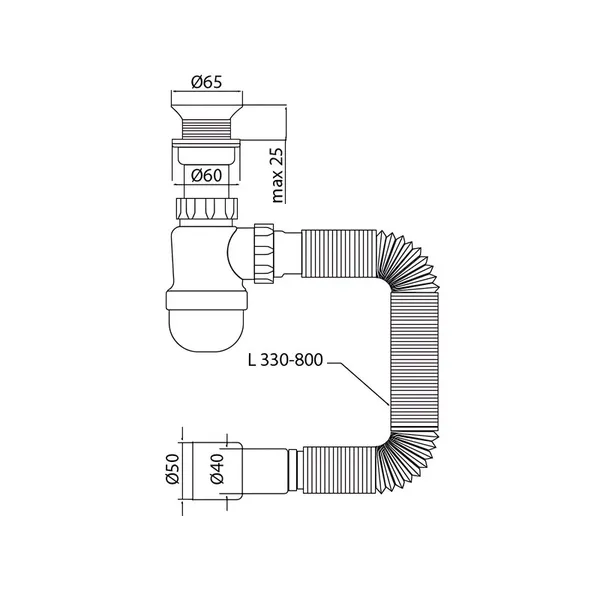Сифон для умивальника Mixxus SU-06-A 1 1/2"x40 з пластиковим випуском (MI8183)