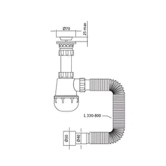 Сифон для кухні Mixxus SK-01-A 1 1/2"x40 з литим випуском 40*40/50 (MI8190)