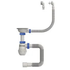 Сифон для кухні Mixxus SK-07-A 3 1/2"x40 з нерж.сіткою, гнучким круг. переливом (MI8198)