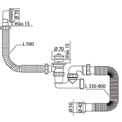 Сифон для ванни Mixxus SV-02-A 1 1/2" з ревізією, випуском та переливом (MI8202)