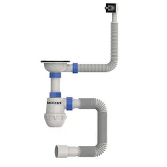 Сифон для кухні Mixxus SK-02-A 3 1/2"x40 з нержавіючою сіткою, гнучким прямокутним переливом (MI8194)