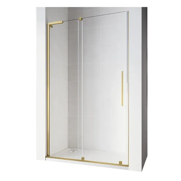 Двері у нішу Walk-In розсувні Koer SR SD07-120x200-R-TR-12 прозоре скло Easy Clean 8мм Матове золото (KR5774)