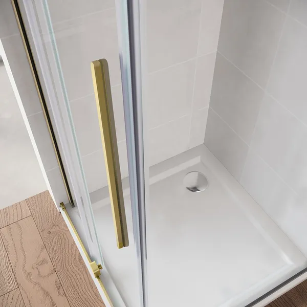 Двері у нішу Walk-In розсувні Koer SR SD07-120x200-R-TR-12 прозоре скло Easy Clean 8мм Матове золото (KR5774)