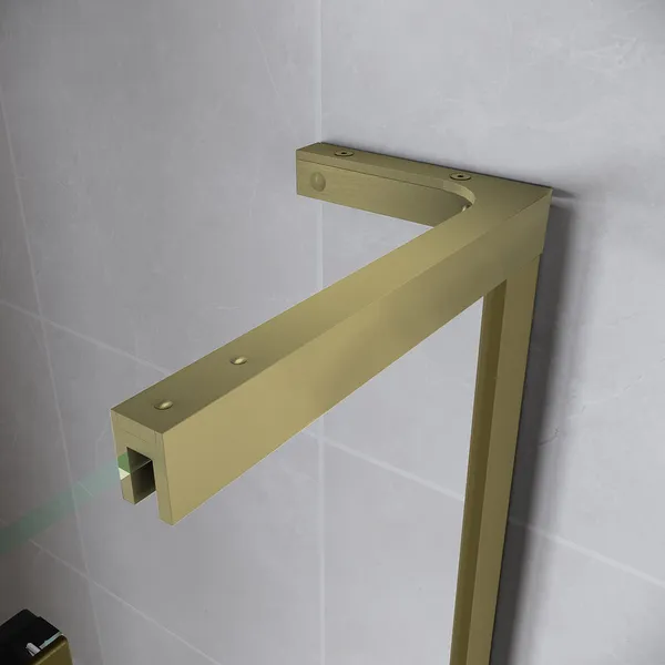 Двері у нішу Walk-In розсувні Koer SR SD07-120x200-R-TR-12 прозоре скло Easy Clean 8мм Матове золото (KR5774)