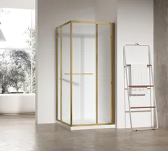 Душова кабіна без піддону Koer SR SC09-90x90x200-R-TR-12 прозоре скло Easy Clean 6мм Матове золото (KR5771)