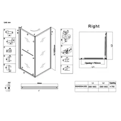 Душова кабіна без піддону Koer SR SC09-90x90x200-R-TR-01 прозоре скло Easy Clean 6мм Хром (KR5770)