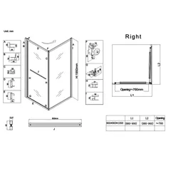 Душова кабіна без піддону Koer SR SC09-90x90x200-R-TR-12 прозоре скло Easy Clean 6мм Матове золото (KR5771)
