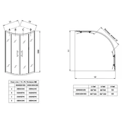 Душова кабіна без піддону Koer SR SC04-90x90x195-TR-12 прозоре скло Easy Clean 5мм Матове золото (KR5681)