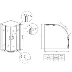Душова кабіна без піддону Koer SR SC04-90x90x195-TR-12 прозоре скло Easy Clean 5мм Матове золото (KR5681)