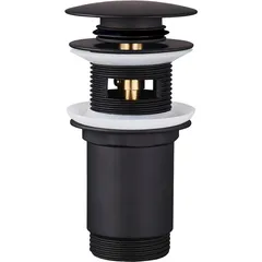 Донний клапан для раковини Koer PW-07-05 1 1/4'' з переливом автоматичний СLICK-СLACK (Колір чорн) (KR5785)