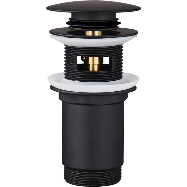 Донний клапан для раковини Koer PW-07-05 1 1/4'' з переливом автоматичний СLICK-СLACK (Колір чорн) (KR5785)