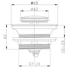 Донний клапан для ванни Zerix BV-07 1 1/2'' автоматичний СLICK-СLACK (Колір хром) (ZX6024)