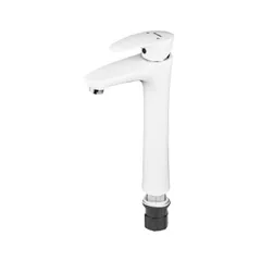 Змішувач для умивальника Plamix Cezar-001 HIGH SET White (з підведенням) (PM0663)