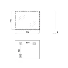 Дзеркало настінне Zerix KUBIX MRZ06-70x90-Reverse прямокутне з декором (ZX5635)