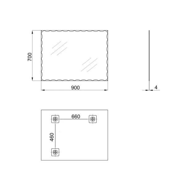 Дзеркало настінне Zerix KUBIX MRZ06-70x90-Reverse прямокутне з декором (ZX5635)