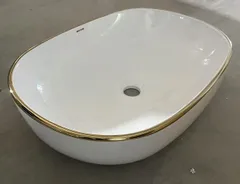 Раковина накладна Mixxus Premium ELLIPSE-0105 EDGE GOLD 600х400х150mm (MP6564)