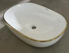 Раковина накладна Mixxus Premium ELLIPSE-0105 EDGE GOLD 600х400х150mm (MP6564)