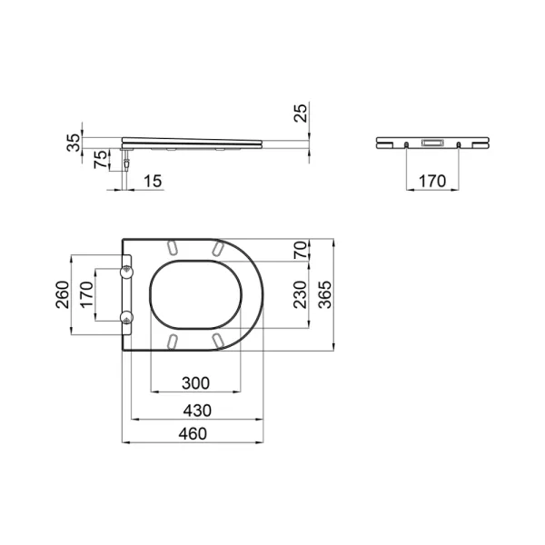 Унітаз підвісний Mixxus ELLIPSE-0306-R 520x360x365mm, система змиву RIMLESS (MI6708)