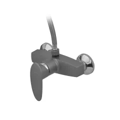 Змішувач для душової кабіни Plamix CEZAR-003 SET Graphite, зі шлангом, лійкою та кронштейном (PM0689)