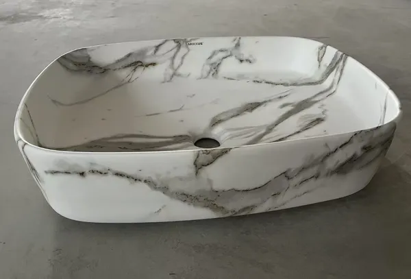 Раковина накладна Mixxus Premium BEVEL-0102 MARBLE 495х370х135mm (MP6519)