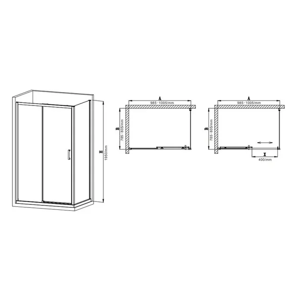 Душова кабіна без піддону Mixxus Premium DIVERSE SC03-100x80x195-TR Chrome прозоре скло 6мм (MI6865)