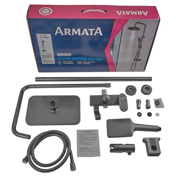 Душова колона зі змішувачем з алюмінію Armata BCG-009-J GRAPHITE, 3 режими (CH6561)